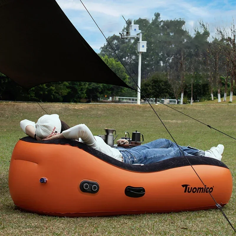 Sofá preguiçoso inflável automático com bomba, colchão de ar portátil ao ar livre, cama de acampamento, espreguiçadeira, relaxante e dormindo