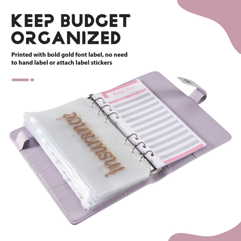 Budget Binder With Zipper Envelopes,Cash Envelopes For Budgeting,Money Organizer For Cash,Money Envelopes Budget Sheet