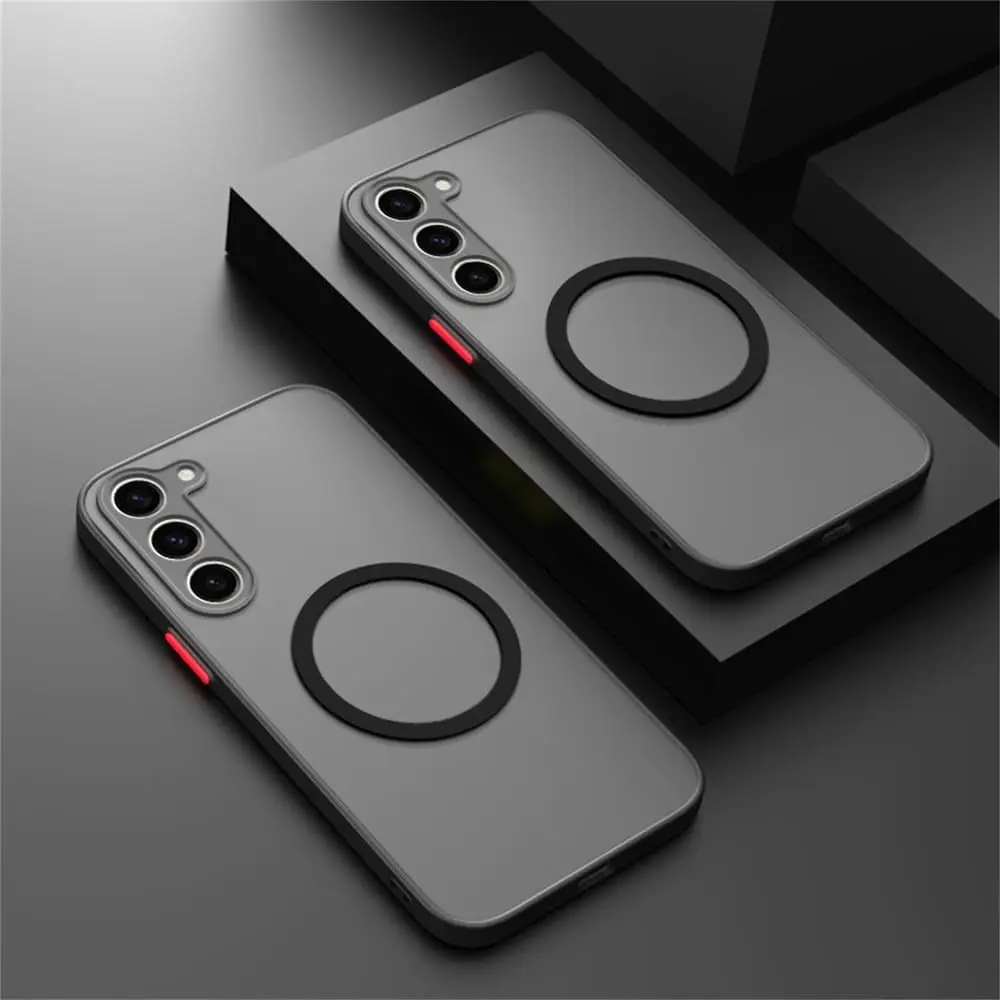 With Luxury Matte Magnetic Case For Samsung Galaxy S20 S21 S22 S23 FE S24 Plus S24 Ultra Shockproof Back Cover Case