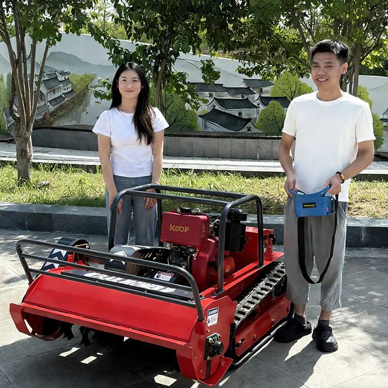 Customized remote control remote track grass cutting and crushing integrated machine for opening up lawns