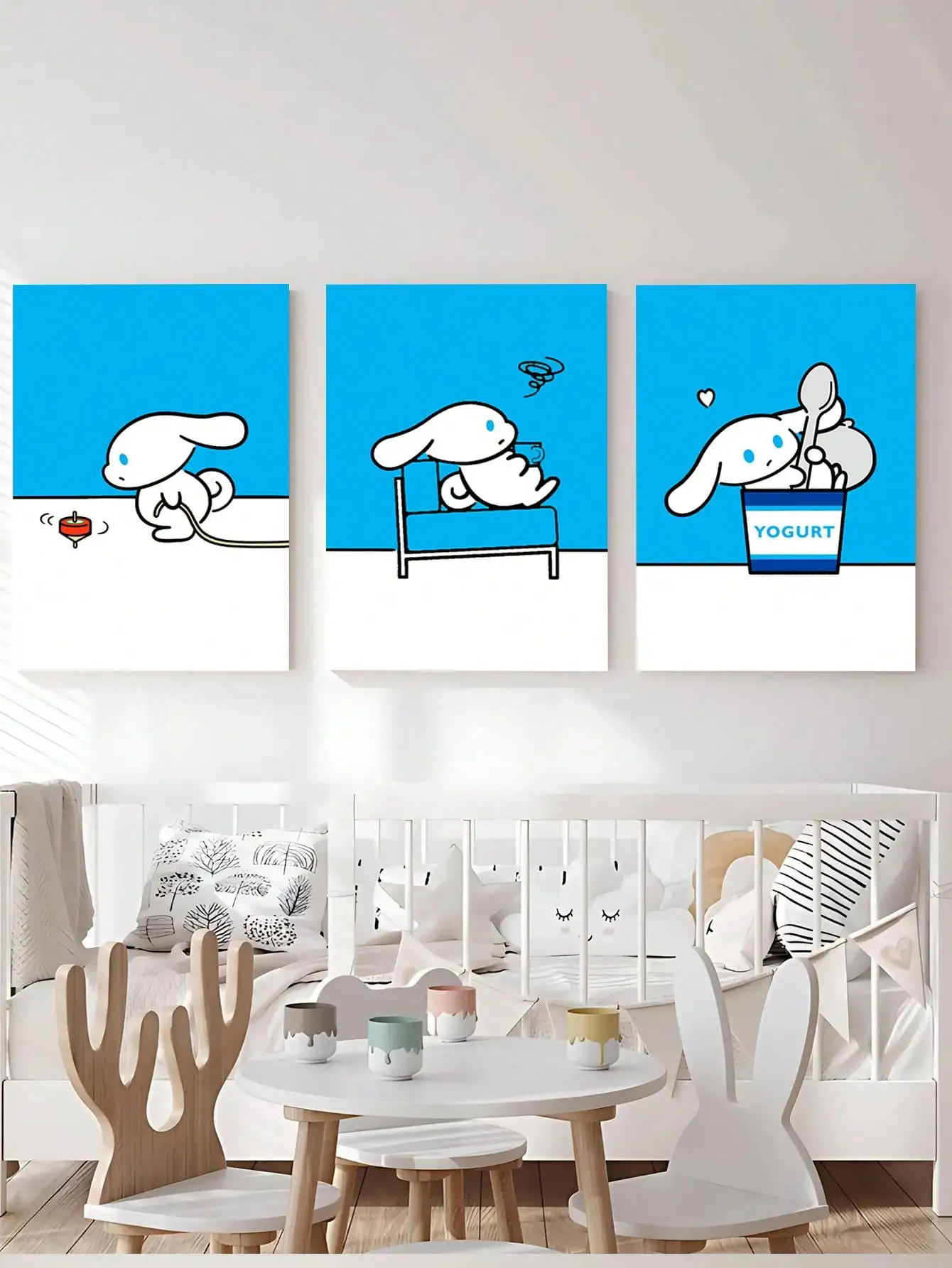 Современный Sanrio Cinnamoroll аниме милый мультяшный постер холст живопись художественная бумага кофейня бар комната Настенный декор девушки безрамный