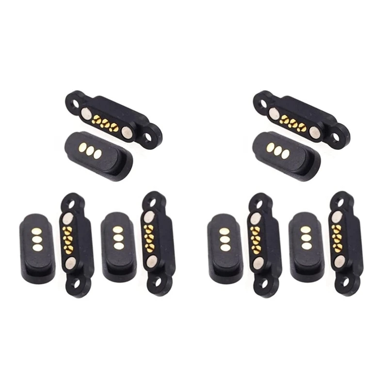 

6 Pairs Spring Loaded Magnetic Pogo Pin Connector 3 Positions Magnets Pitch 2.3MM 3P Through Holes Male Female Probe