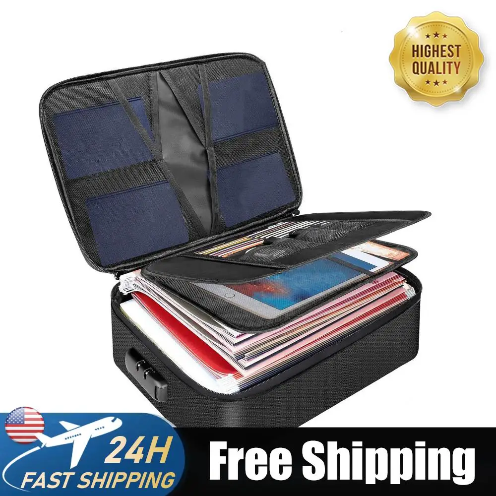 

Portable Travel Home Organizer Bag with Lock Document Organizer with Water-Resistant Zipper for Him Office Laptop Files Gifts