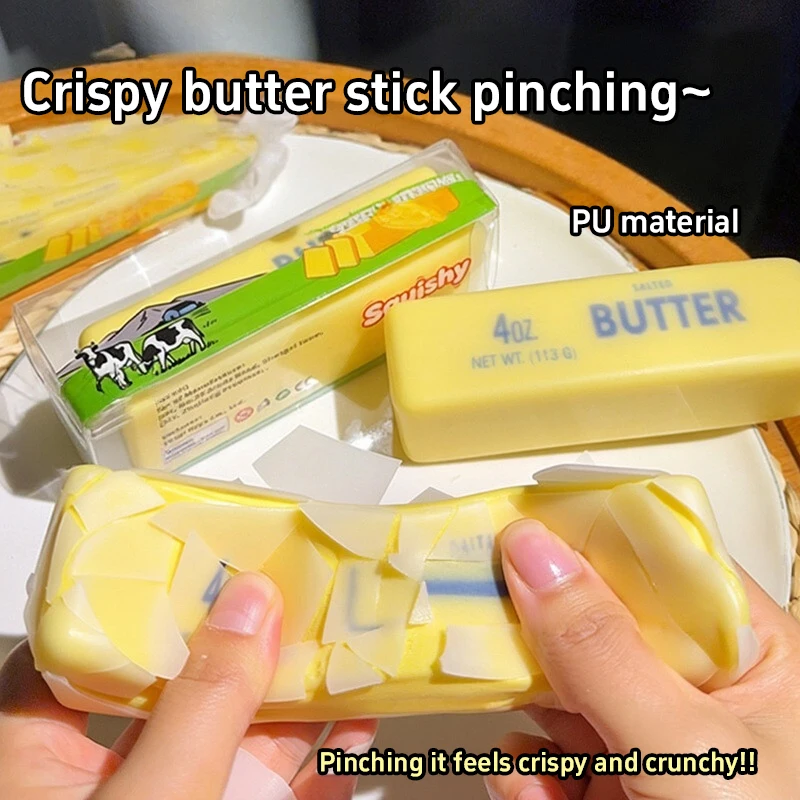 Image of Knuspriger Butter-Stick, weicher, langsam zurückfedernder Butter-Bar, zum Quetschen, Stressabbau, Fidget-Spielzeug, knuspriges Knetgefühl, Schreibtisch-Deko, lustiges Geschenk