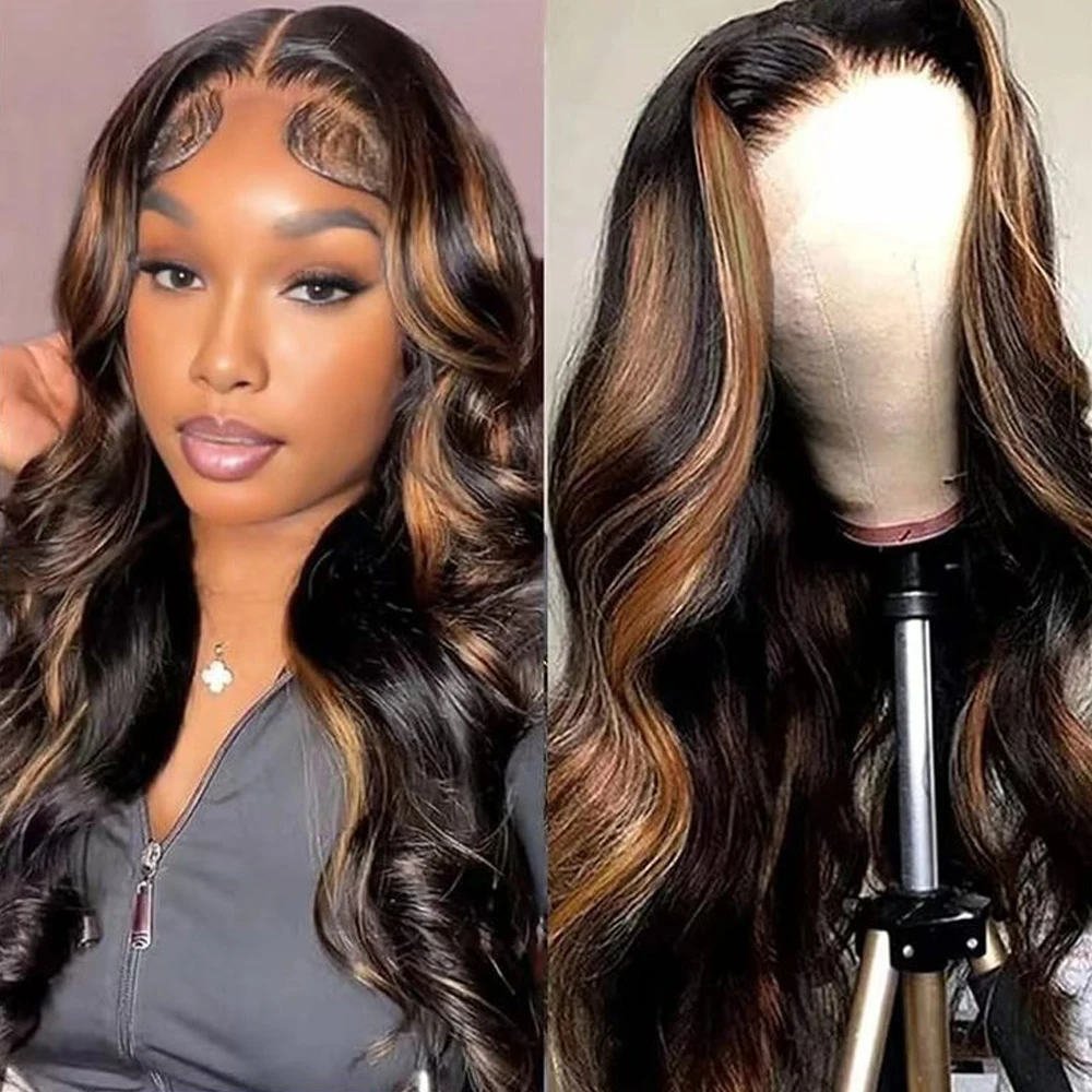 

100% Remy Hair P1B/30 Highlight Body Wave Human Hair Wigs 13x4 HD Transparent Lace Frontal Human Hair Wigs For Women