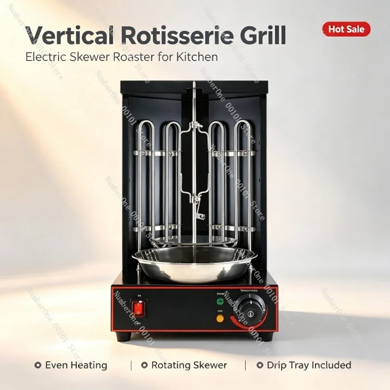 Automatic Rotating Electric Shawarma Grill Machine Middle East Brazilian Turkish Kebab Roaster For Rice Bowl Food Cooking