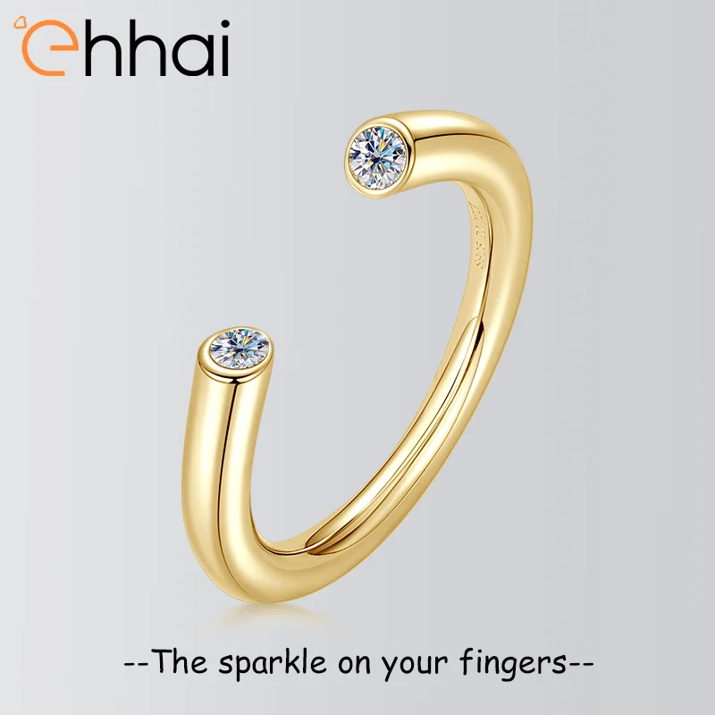

Ehhai D VVS1 2.5mm Round Moissanite Open Rings for Women 925 Sterling Silver Engagement Ring with GRA Certificate Jewelry Gifts
