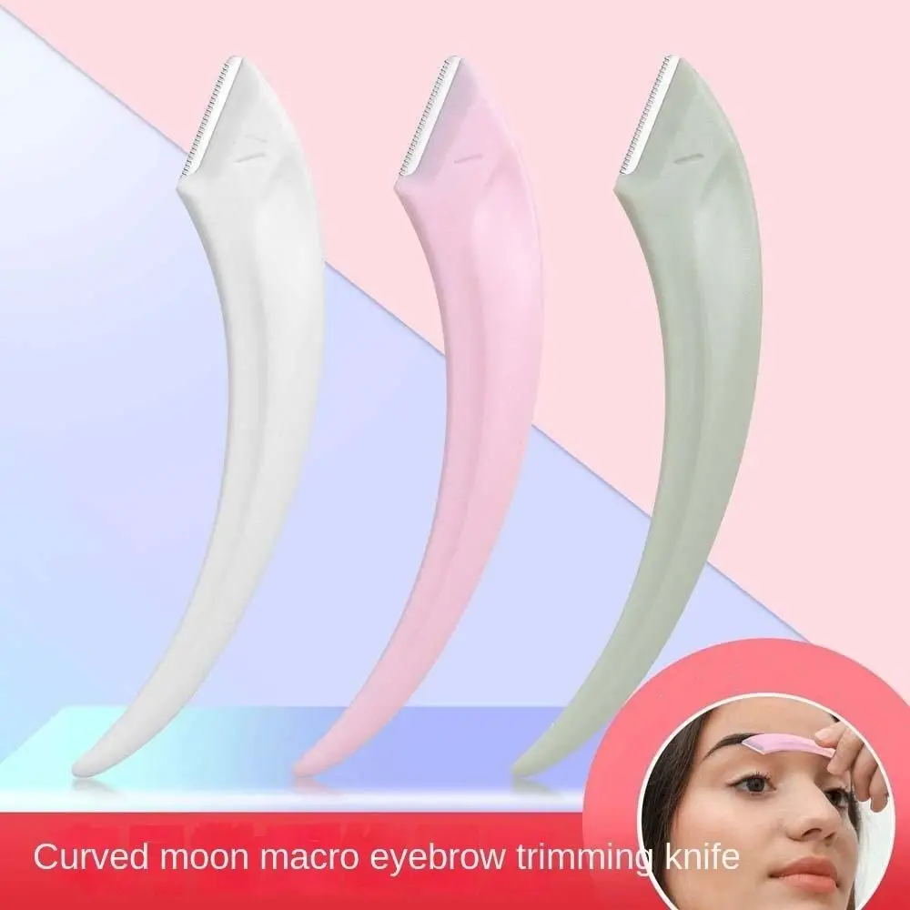 Aparador de sobrancelha curvo em forma de lua curvada, ferramenta de maquiagem, prevenção de arranhões, modelador de sobrancelha curvo, barbeador de aço inoxidável