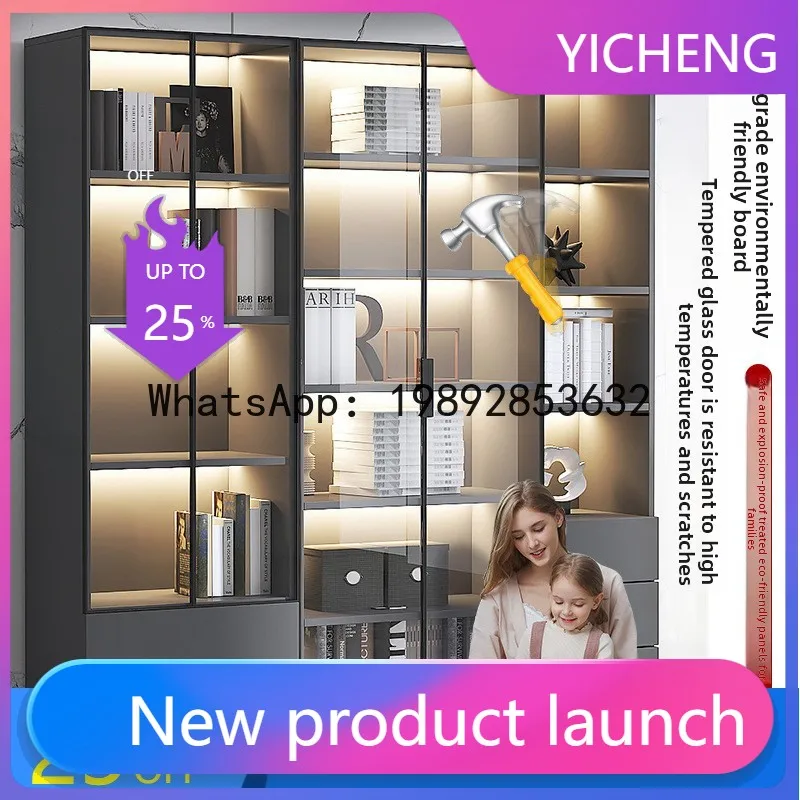 Z2-28  Bookcase with Glass Doors Display Wine  Light Luxury Home Living Room Integrated  Full Wall Storage  Living Room