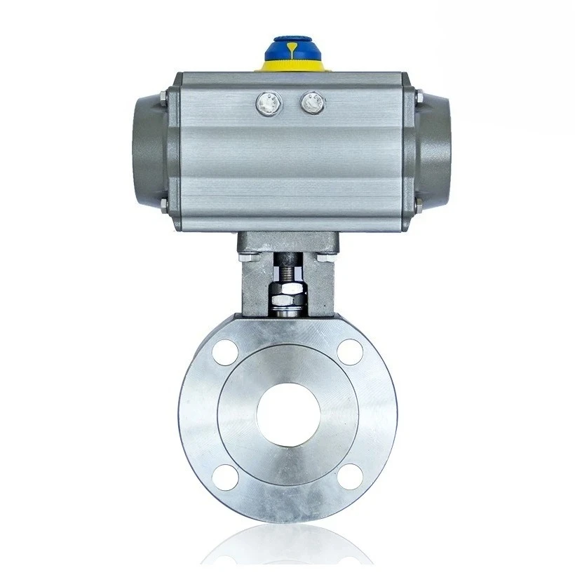 thin clip ball valve Q671F-16 pneumatic stainless steel flange thin