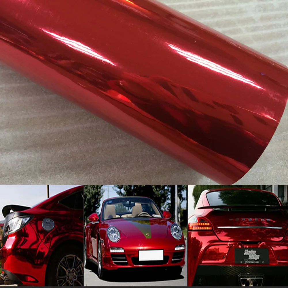 The Newest High Stretchable Waterproof UV Protected Red Chrome Mirror Vinyl Wrap Sheet Roll Film Car Sticker Decal Sheet