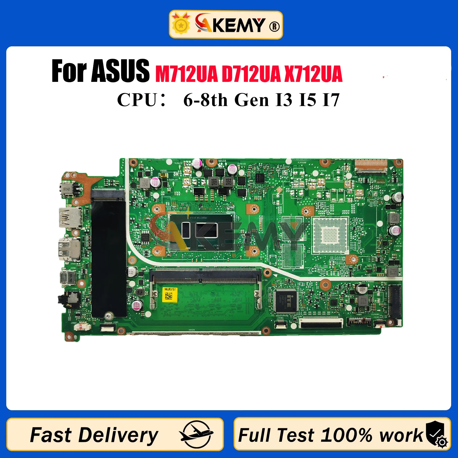 

X712UA Laptop Motherboard For ASUS VivoBook X712U M712UA D712UA X712UA Notebook Mainboard With I3 I5 I7 CPU 100% tests OK stk