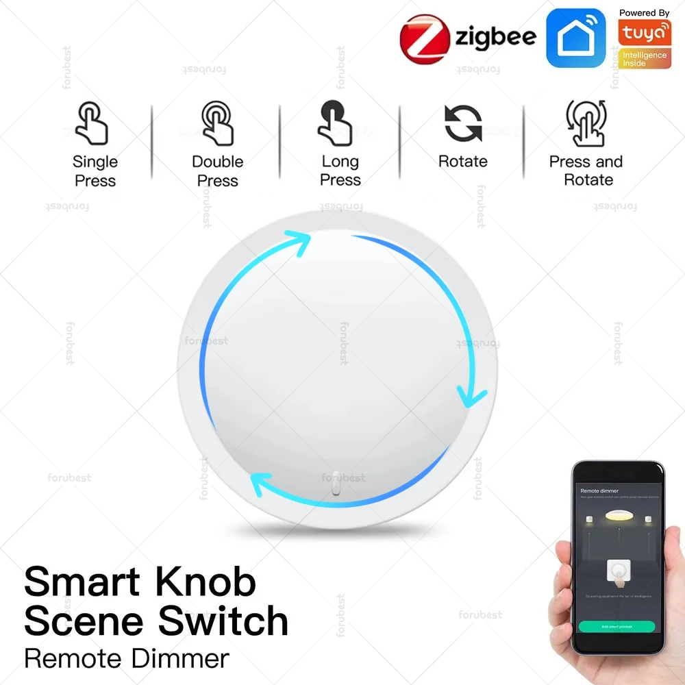 Tuya ZigBee Smart manopola interruttore pulsante scena Wireless Dimmer girevole interruttore fai da te automazione Scenario Controller Home Assistant