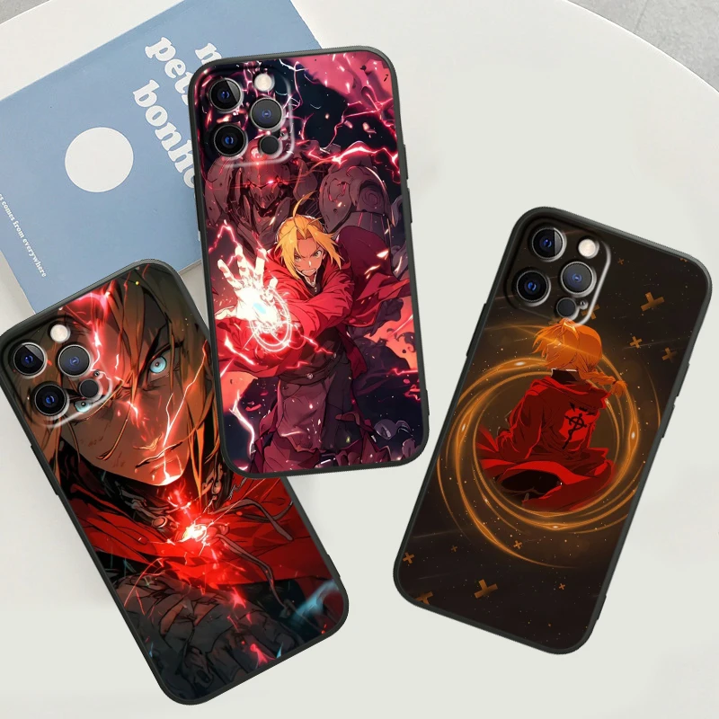 Fullmetal Alchemist Anime Black Phone Case For Apple iPhone 15 14 13 12 11 Mini XS XR X Pro Max 8 7 6 Plus Funda