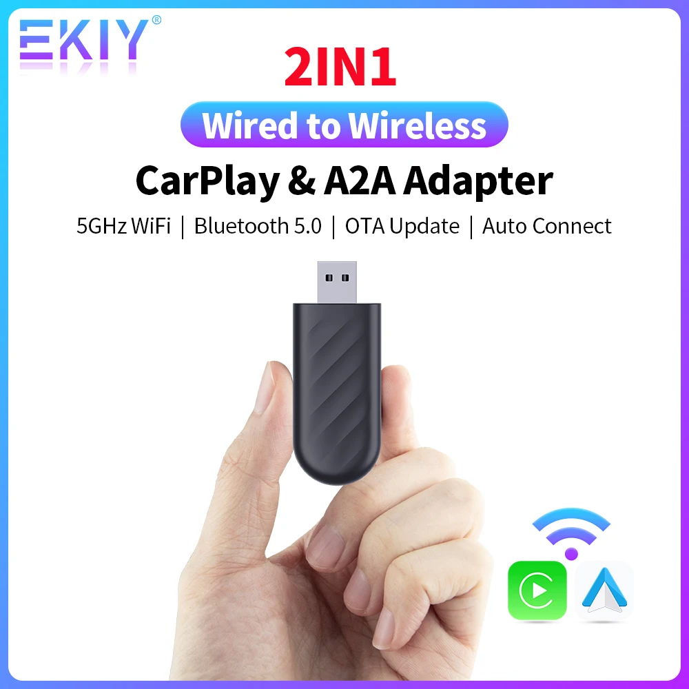 EKIY A2A CarPlay Smart Box Wire to Wireless Android Auto Adapter Car Play Dongle For Car Has CarPlay Android Auto Used by Cable