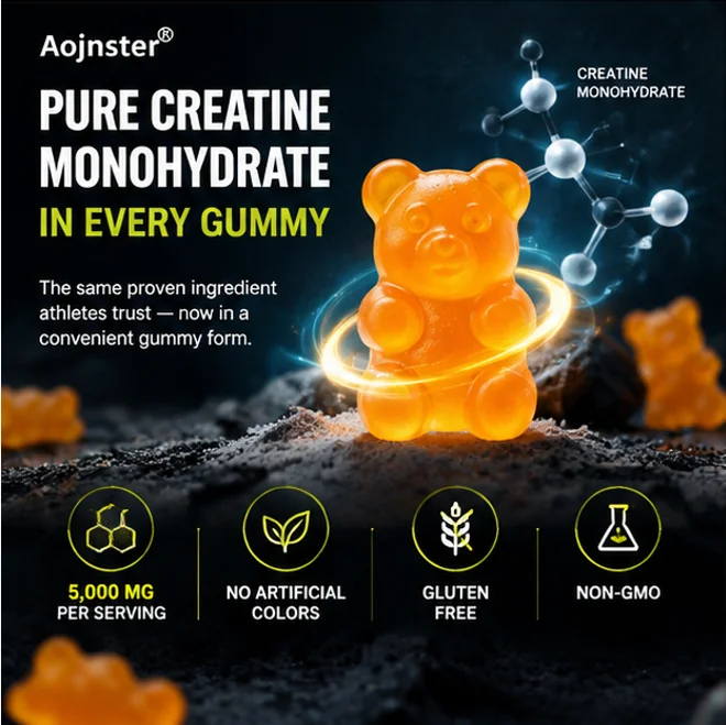 Chewable Creatine Monohydrate Bear Gummies,No Powder Mix Needed,Daily Sports Nutrition,60 Counts