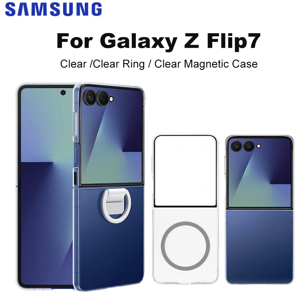 

Оригинальный прозрачный чехол для Samsung Galaxy Z Flip7/прозрачный магнитный чехол/прозрачный чехол с кольцом и защитным чехлом с магнитом EF-QF766