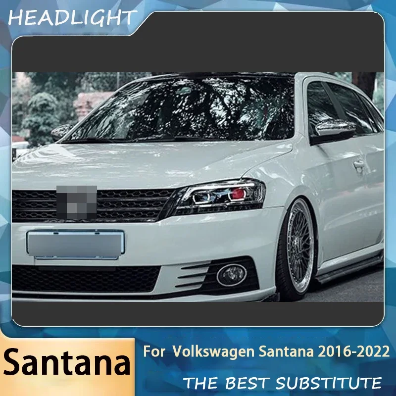 Car Headlight for Volkswagen Santana Headlight Assembly Retrofit 2016-2022 full LED lLght Source Day Running Light Turn Signal