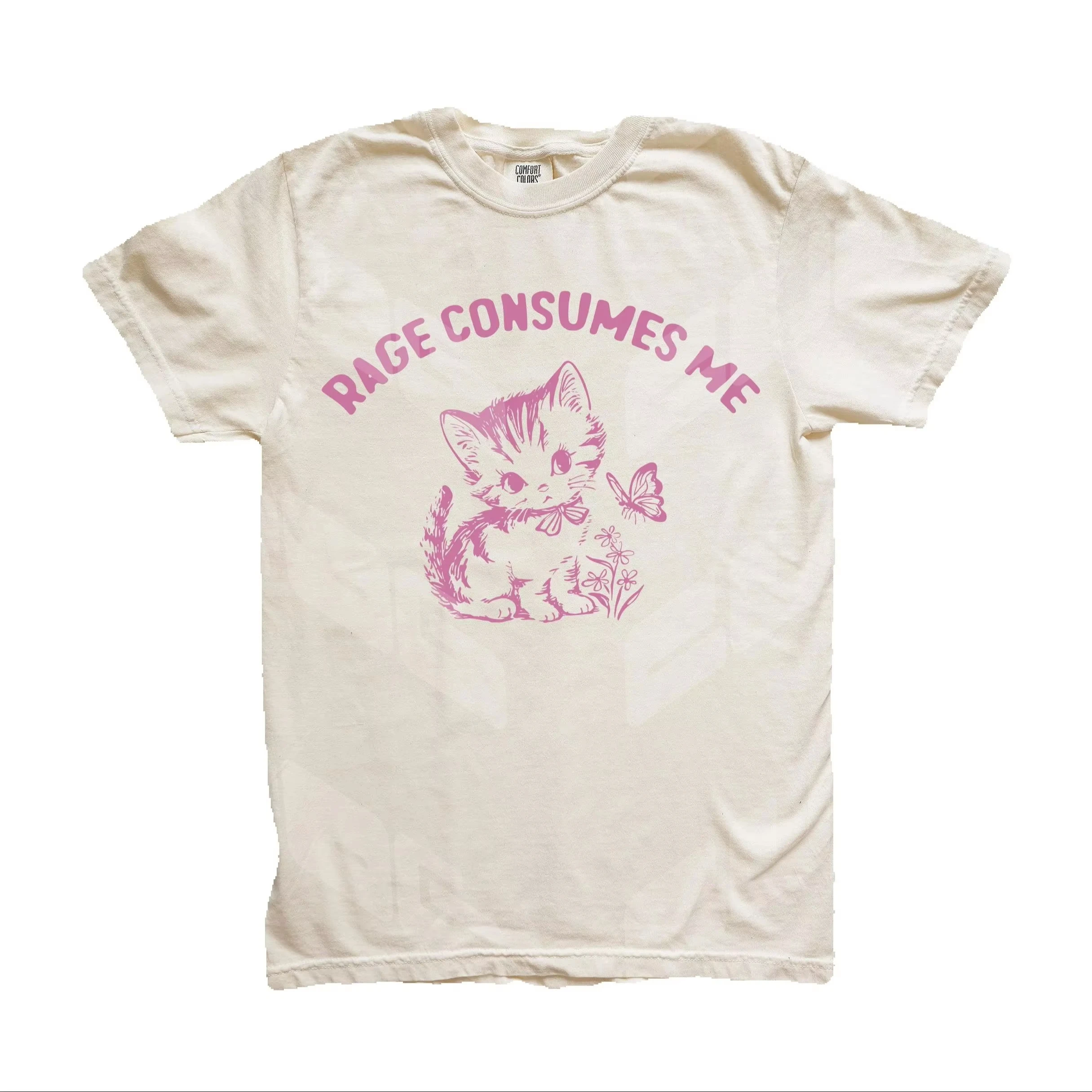 

Floral Print T-Shirt Soft Breathable Casual Comfortable Funny Kitten Shirt Vintage Cat Tee Unisex Streetwear Top Short Sleeve