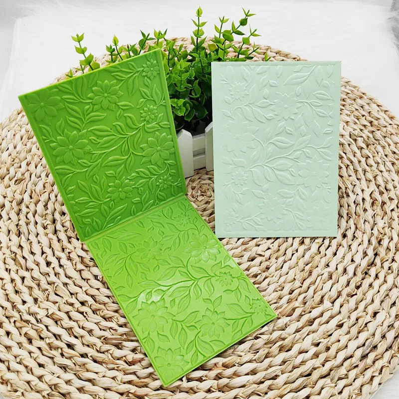 2022 New Beautiful Flower Board 3d Embossed Folder, Used For Handmade Brick Wall, Cobblestone Leaves And Letter Background, Gree