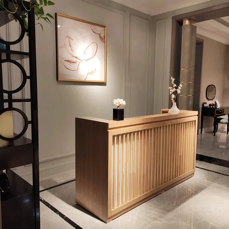 

Modern Custom Solid Wood Retail Store Cash Office Furniture Beauty Salon Counter Reception Desk