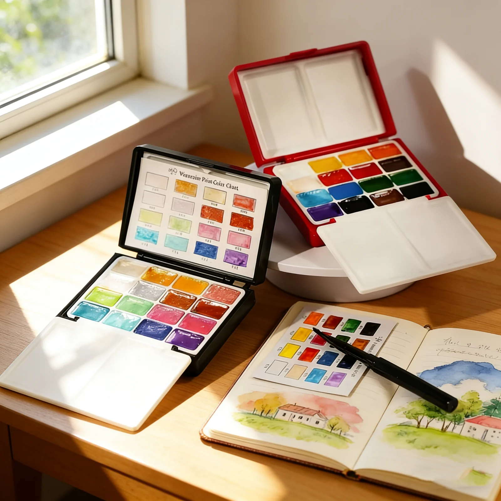 32 colors Mini Portable Watercolor Paints Set, Watercolor Painting Set With Mini Palette, Perfect For Artists To Create Anytime