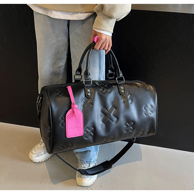 Women'S Fashion Bag PU Leather Gym Fitness Yoga Travel Luggage Boston Handbag Outdoor Duffle Sports Suitcase Shoulder Tote Bag