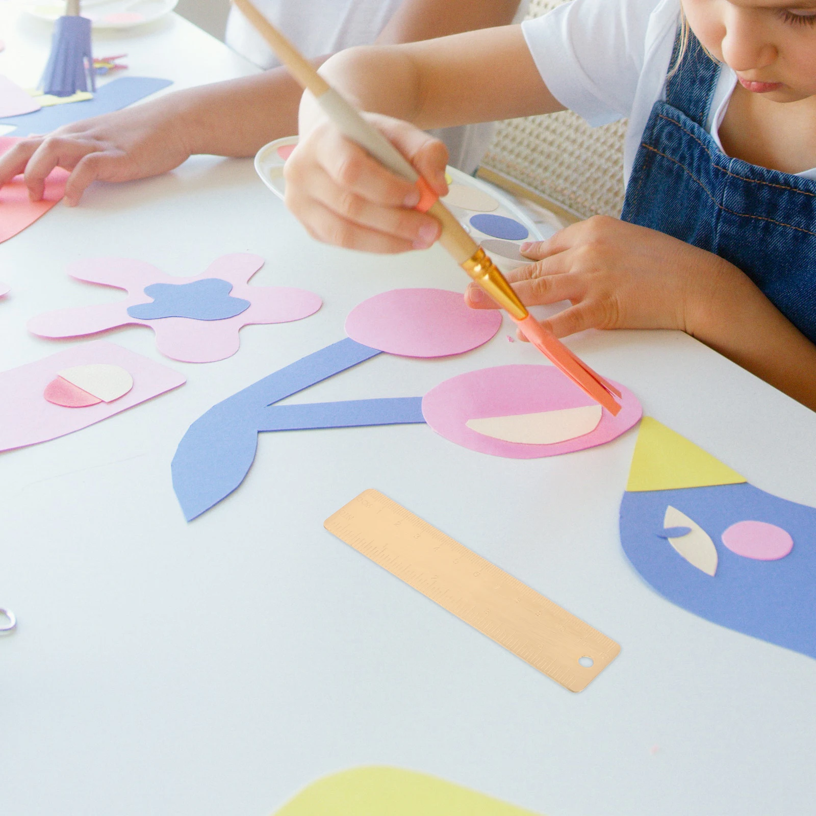 2pcs 12Cm Brass Compact Metal Measuring Tool Dual Scale Cm Inch Precision Straight Ruler For Drawing Architectural Design