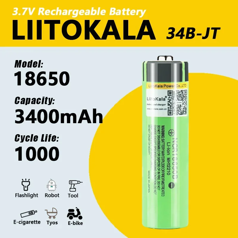 1-40pcs Liitokala 34B-JT Original NCR18650B 3.7v 3400mAh 18650 Lithium Rechargeable Battery With Pointed(No PCB) Batteries