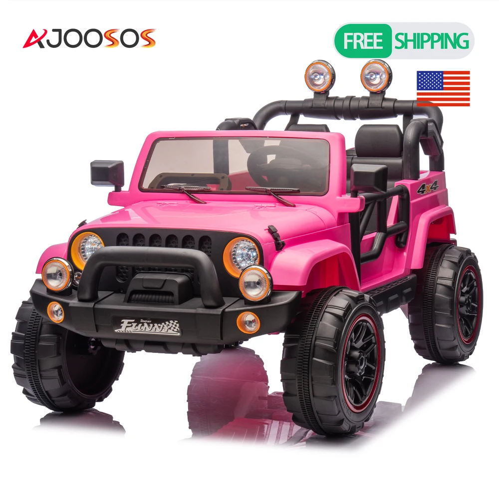 24V 電動乗用玩具車（親御さん用コントロール付き、2WD、リアサスペンション、トランク収納、ポータブルプルロッド付き、3歳以上のお子様向け）