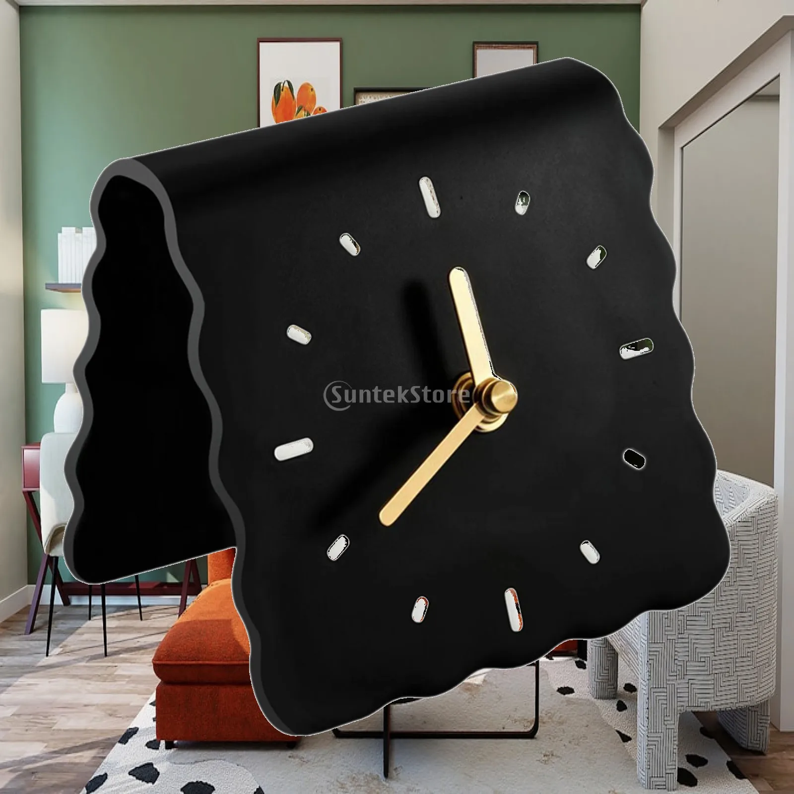 

Desk Analog Clock Desktop Clock Simple Minimalist Square Small Silent Creative Decorative for Shelf Home Office Bedroom Decor