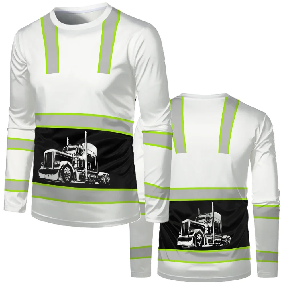 Construction workers uniforms men's casual casual loose shirt classic the neck long sleeve tops comfortable and breathable work image 4