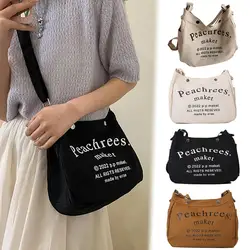 Bolso cruzado de lona con patrón de letras para mujer, bolsa de hombro grande, informal, con capacidad, portátil, G8V4