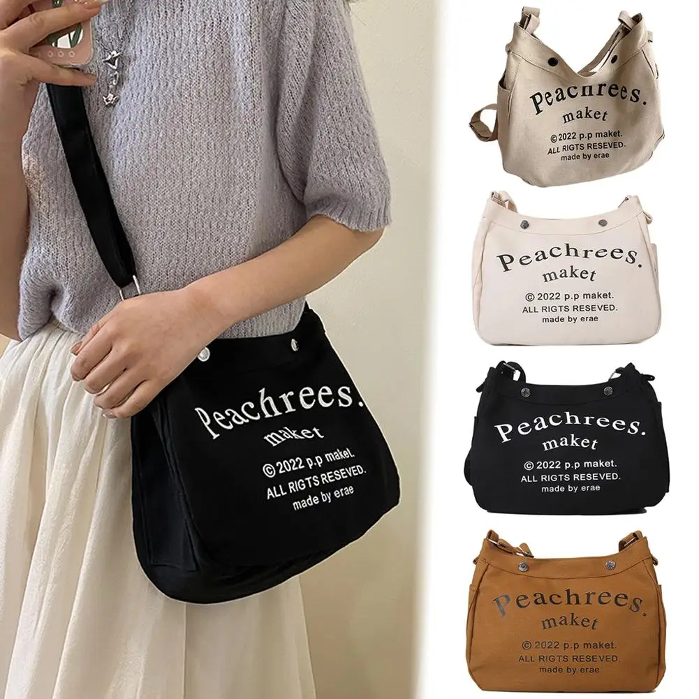 Fashion Letter Pattern Women Canvas Crossbody Bag Casual Large Ladies Shoulder Tote Capacity Student Handbag Bags Portable G8V4