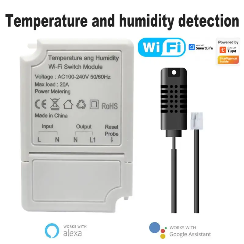 

Tuya WiFi Temperature And Humidity Sensor Switch Module For Energy Efficiency Smart Home Via Alexa Google Home Smart Life App