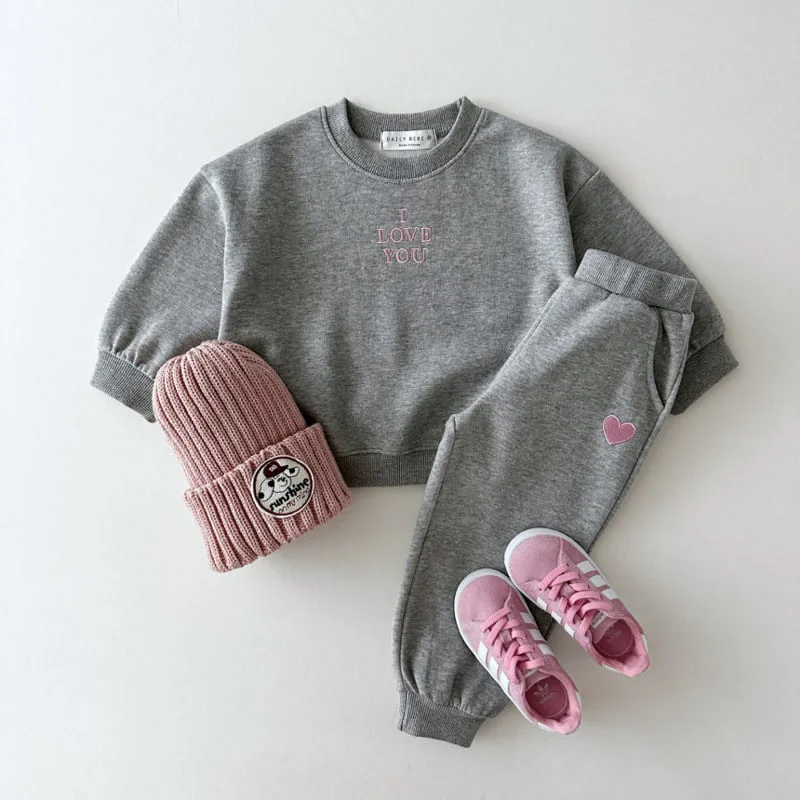 2024 Autumn New Children Long Sleeve Sports Set Boys Girls Letter Embroidery Sweatshirt + Pants 2pcs Suit Kids Casual Outfits