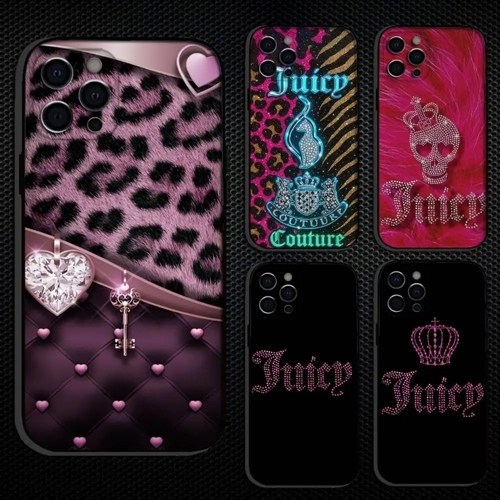 

Fashion J-Juicy C-Couture Phone Case For iPhone 16,15,14,13,12,11 Plus,Pro Max, Others Soft Black Cover