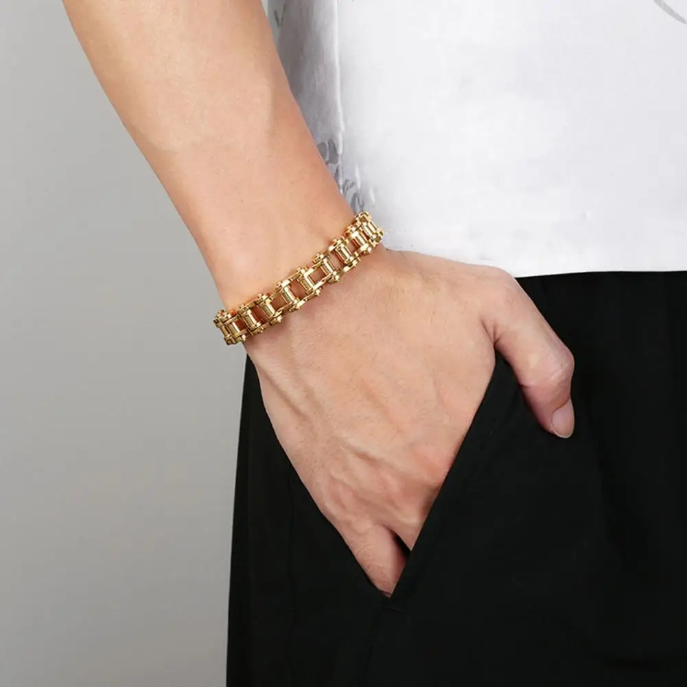 Stainless Steel Bracelet Punk Style Bracelet Unisex Stainless Steel Motorcycle Chain Bracelet Punk Hip-hop Style for Various