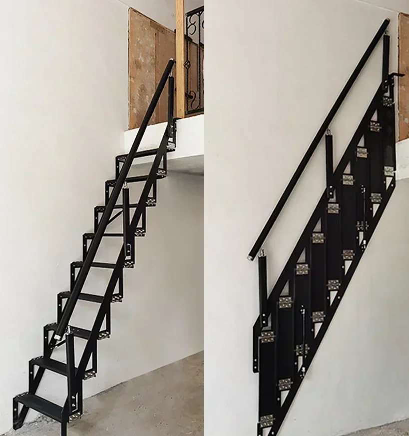 

Excellent Top Quality Hot Selling Against The Wall Home Folding Stairs Indoor Garage Apartment Wall Loft Engineering Room Outdoo