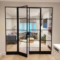 House Balcony Used French Door Aluminum Double Tempered Glass Door Modern Design Thermal Break Aluminum Structure Casement Door 4