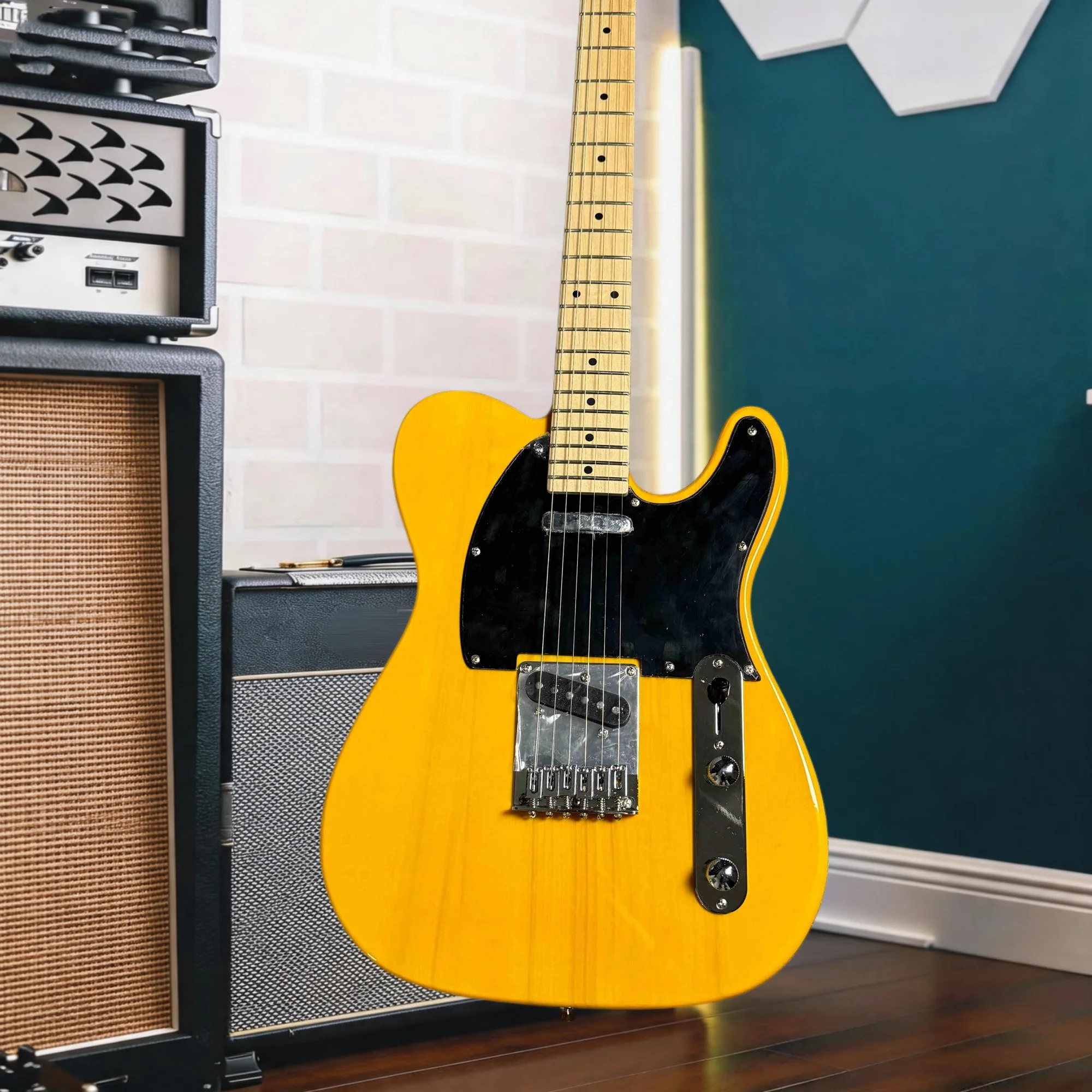 Classic TL Style Electric Guitar Single Coil Pickups Maple Neck Vintage Retro Electric Guitar for Practice Live Show