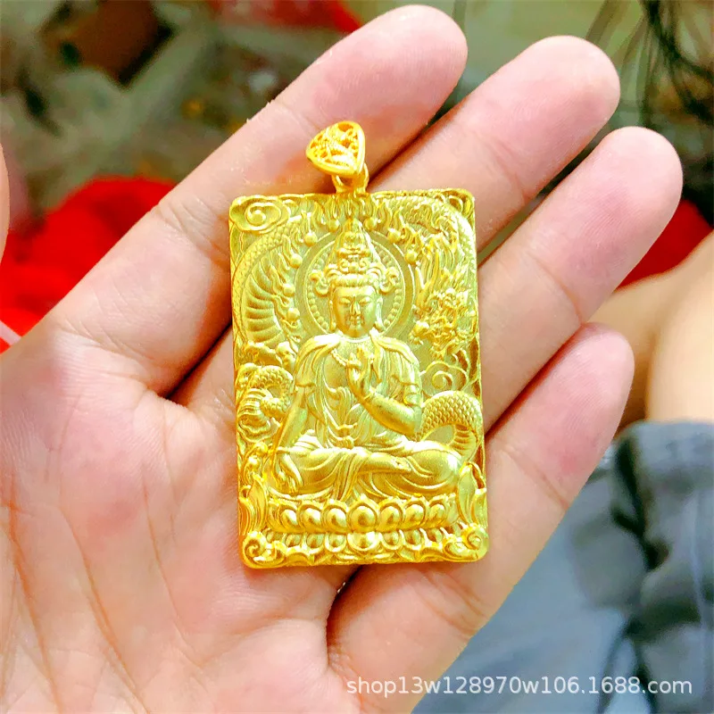 

24K Gold Avalokiteshvara Pendant | Pure gold Buddha with lotus, auspicious clouds, warm luster for well - being