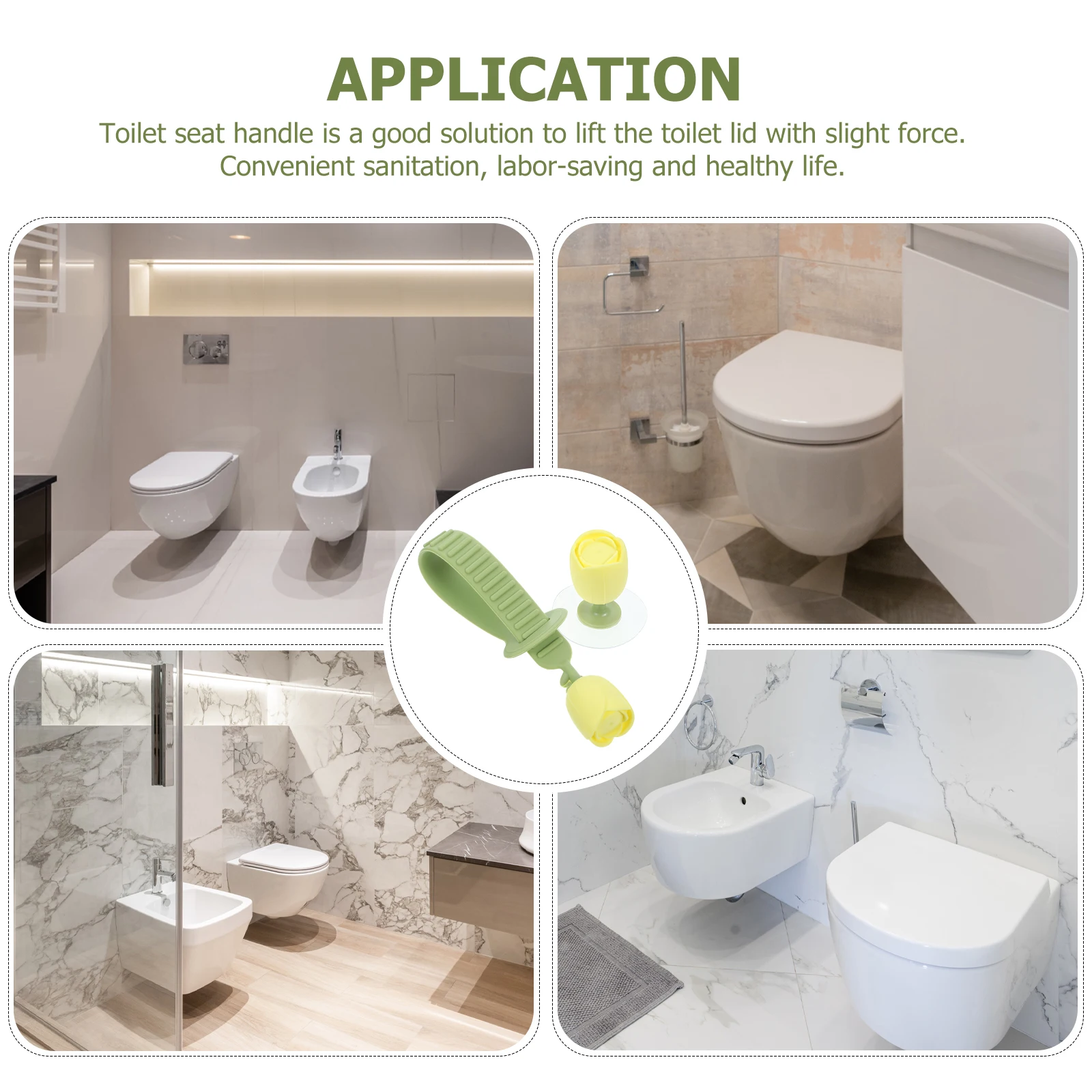 1 set 1 Set Silicone Flower Toilet Lid Lifter Handle Reusable Adhesive Bathroom Seat Cover Lifter For Home Office Hotel Lavatory