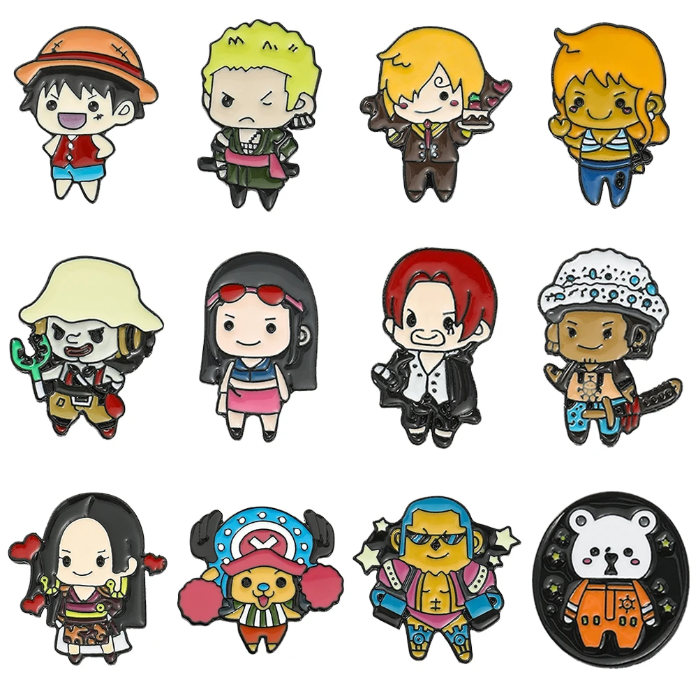 One Piece Anime Enamel Pin Luffy Zoro Nami Sanji Cartoon Brooches for Women Fans Collection Badges for Backpack Accessories