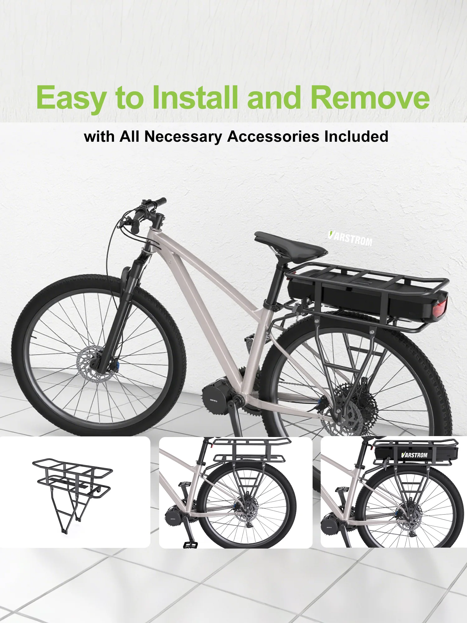 AliExpress varstrom Varstrom Ebike Rear Rack Battery 48V 36V 17.5AH 20.8AH 18650 Cell Lithium Battery Pack For BAFANG Tongsheng Motor Ebike Kit