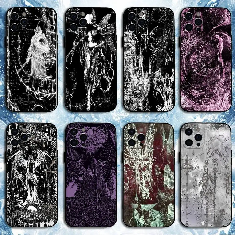 

Free Runes Gothic Style Phone Case For iPhone 16,15,14,13,12,11 Plus,Pro Max, Soft Silicone Black Cover