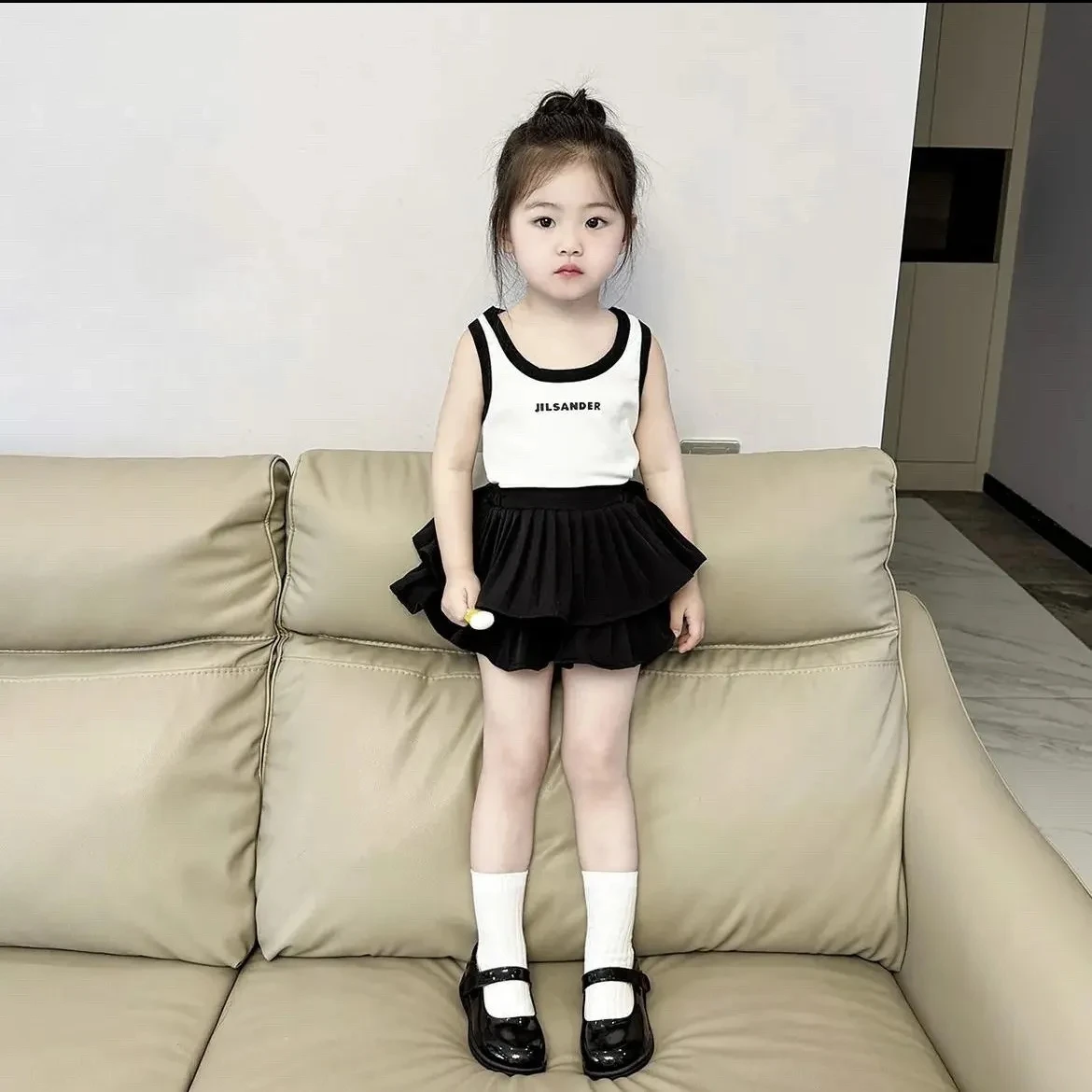 

Baby and Girls Summer Set New Fashion Children's Backless Sleeveless Top Cake Skirt Two Piece Set Children's Clothes Suit