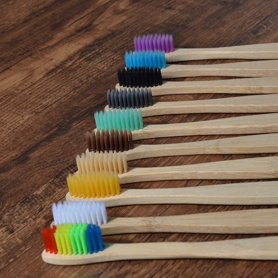 10 Piezas Cepillos de Dientes de Bambú Natural de Colores, Juego de Cepillos con Cerdas Suaves de Carbón, Cepillos Ecológicos para el Cuidado Bucal 6