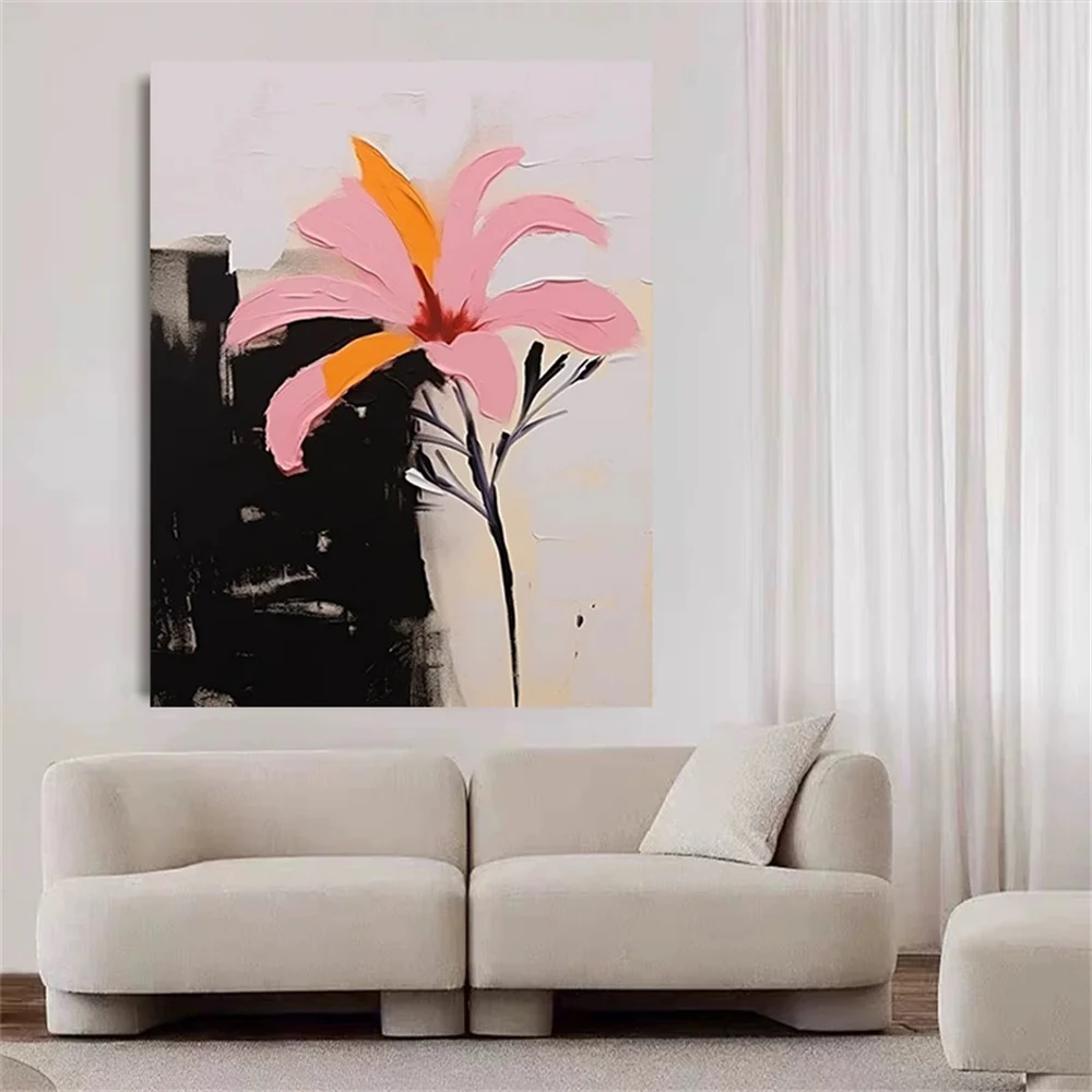 

Flower Deco Wall Art 100% Hand Painted Picture Palette Knife Acrylic Heavy Texture Abstract Canvas Sofa Oil Painting Decor Home