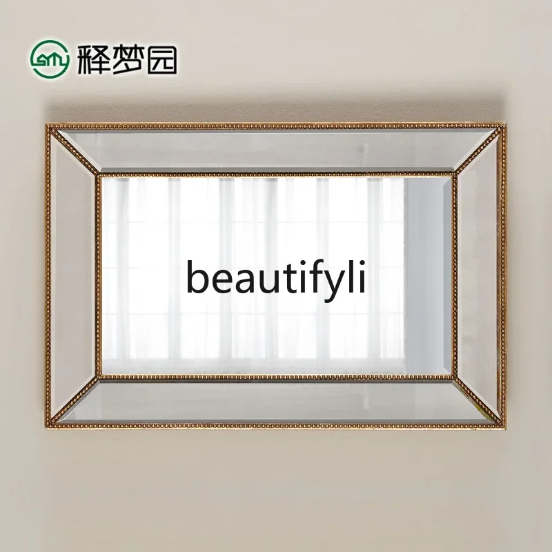 6239Neoclassical Decorative Mirror Entrance Background Wall Art Glass Wall-Mounted Mirror Makeup Mirror